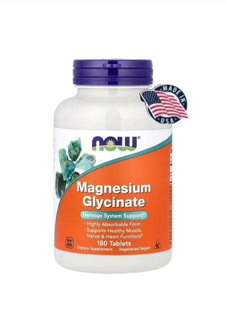 Magnésium Glycinate 100 mg – Relaxation & Système Nerveux | NOW Foods