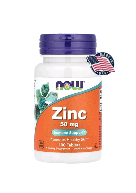 Zinc 50 mg – Immune & Hormonal Support | NOW Foods 100 Tablets