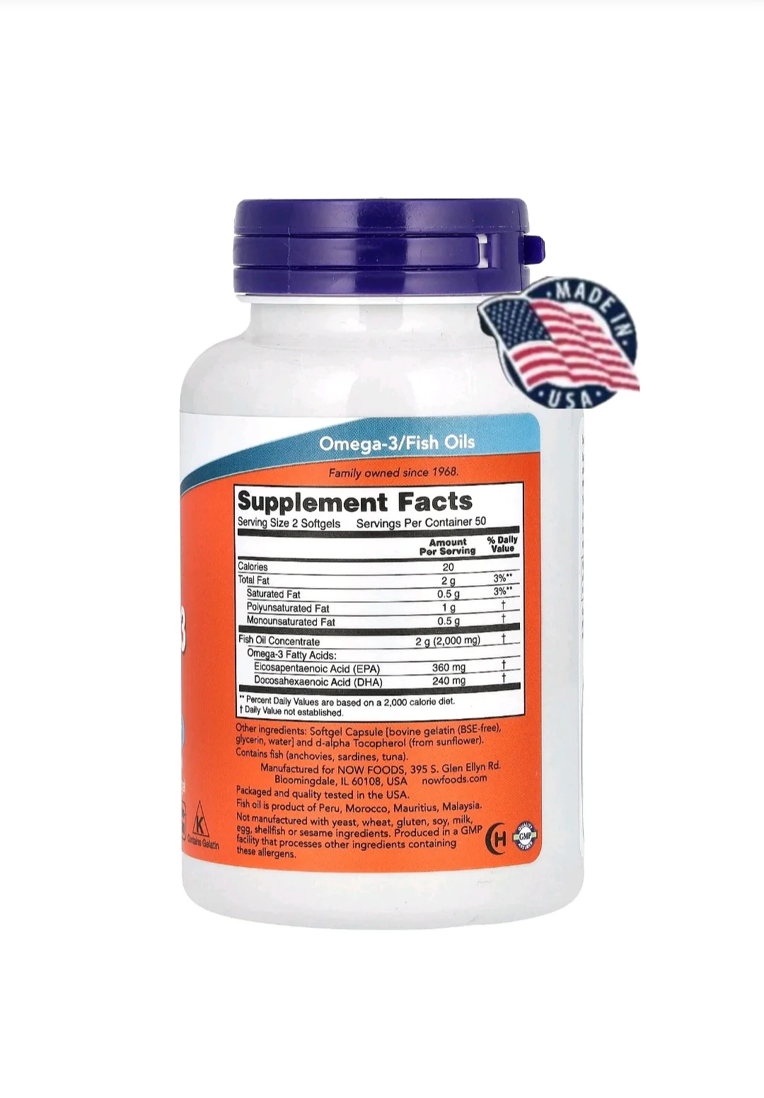 Omega 3 Fish Oil 1000 mg – EPA & DHA pour le Cœur et le Cerveau | NOW Foods