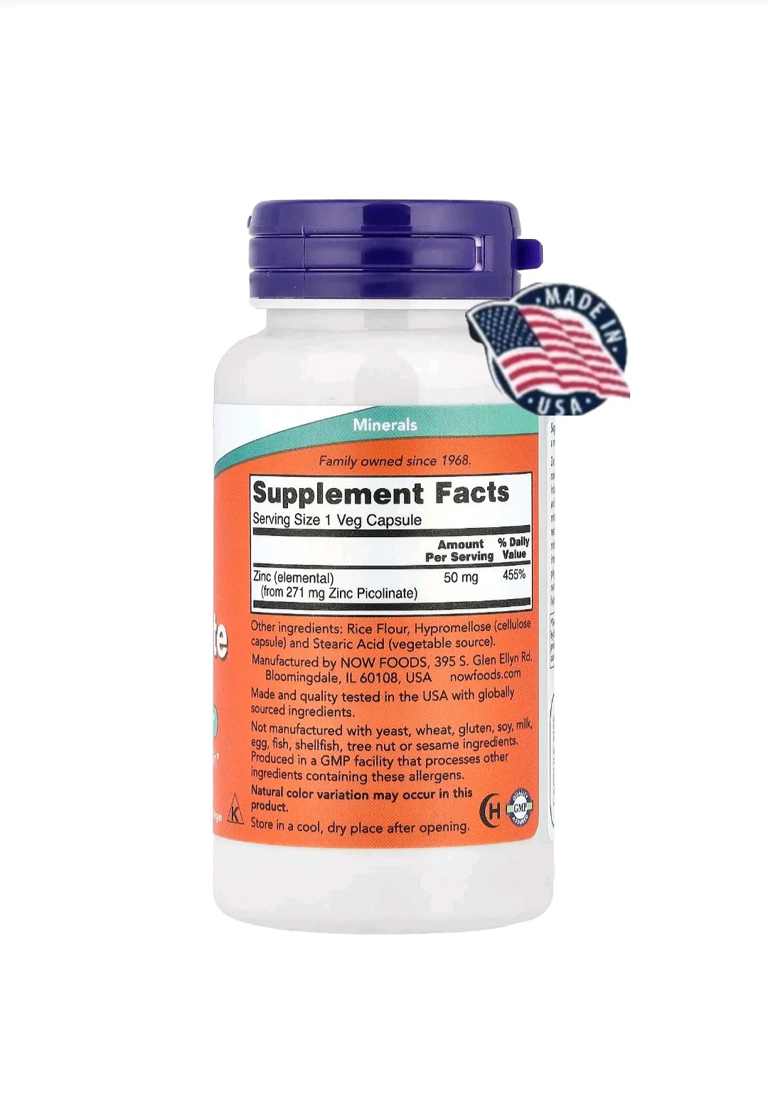 Zinc Picolinate 50mg 120 Veg Capsules – NOW Foods | Zinc Haute Absorption