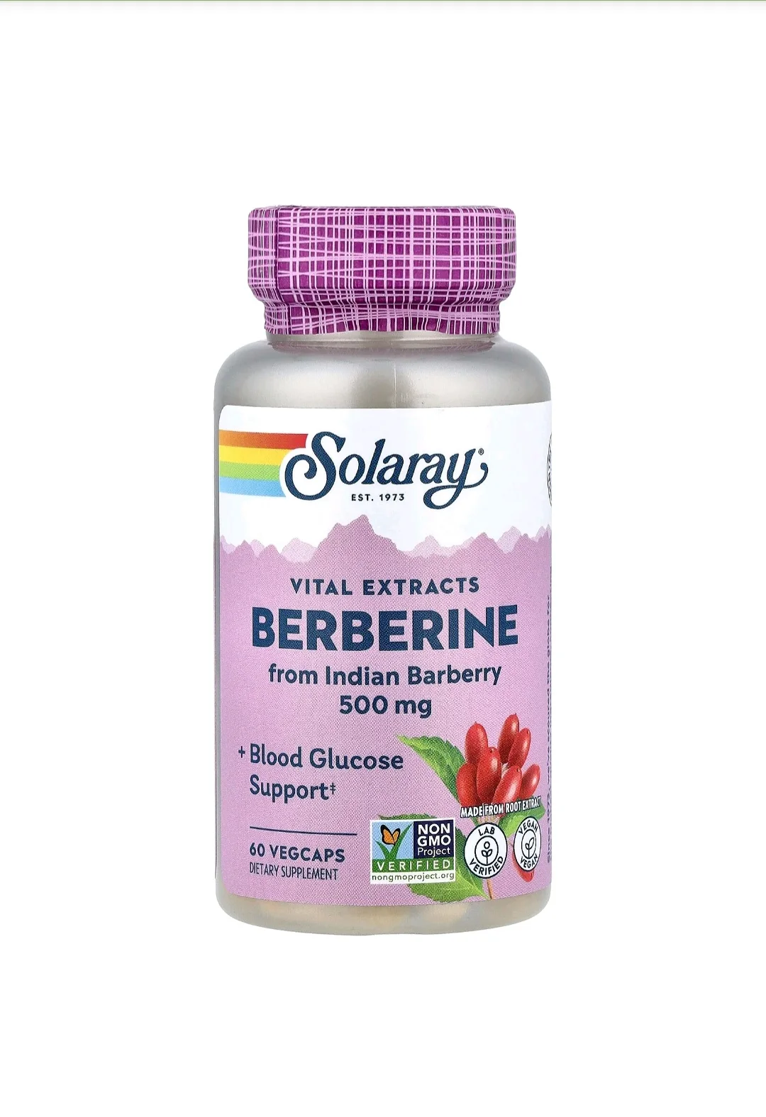 Berberine 500mg Solaray Vital Extracts – Blood Sugar & Metabolic Support | 60 VegCaps