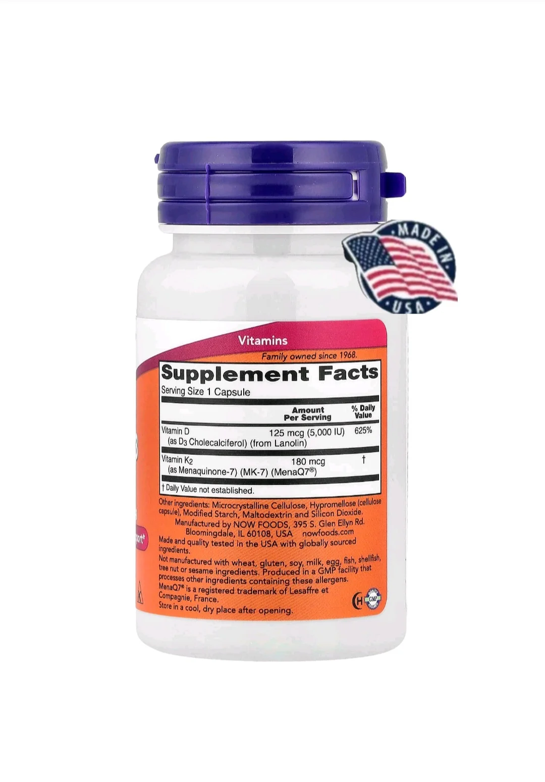NOW Foods Mega D3 & MK7 – 60 Capsules