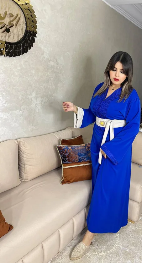 جديد  قفطان كريب  مطروز