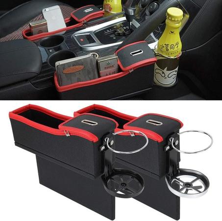 قطعة مقعد السيارة شق صندوق تخزين مع الفاصل الزمني كأس حامل مشروبات المنظم السيارات الفجوة جيب تستيفها بطاقات ل شاشة هاتف