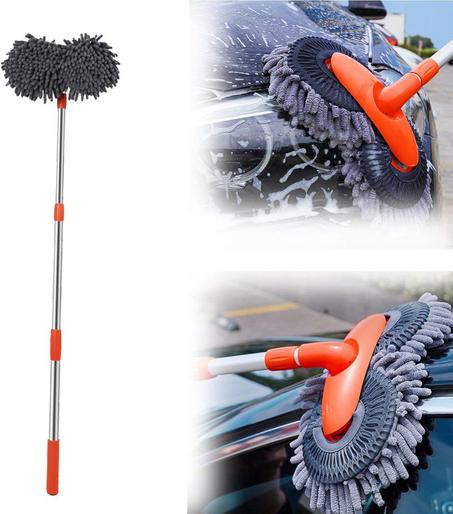 Brosse de lavage de voiture avec manche long, kit de livres pour la maison, double tête de brosse, livres de fenêtre de toit, vadrouille télescopique à trois sections, outil de voiture