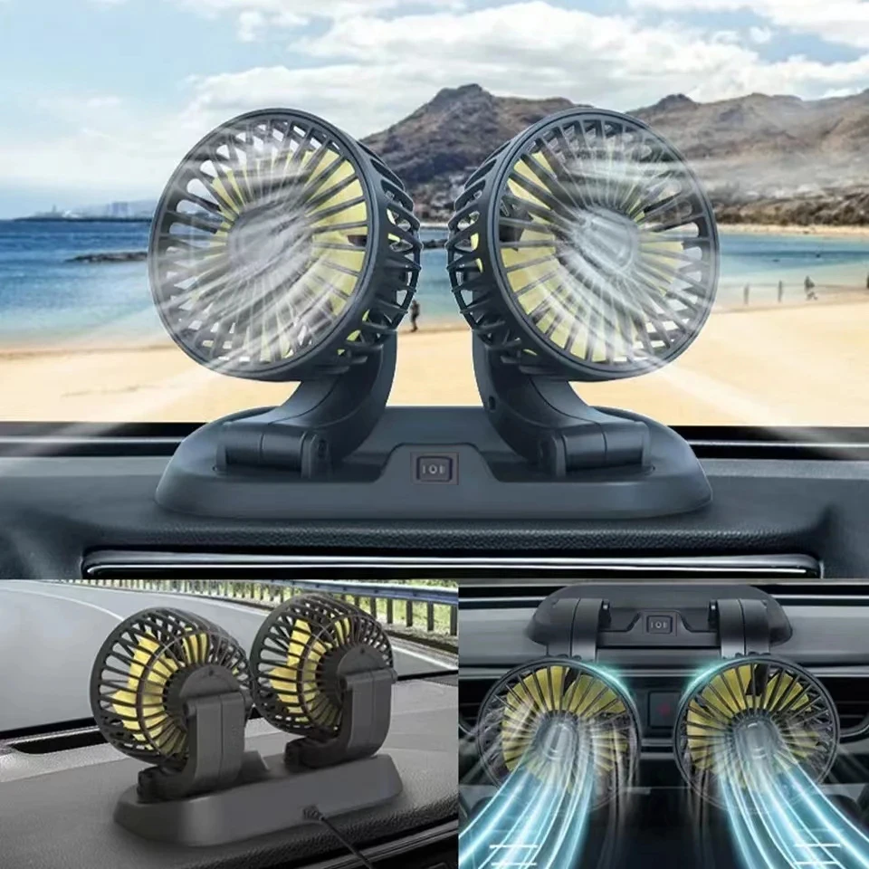 مروحة السيارة المزدوجة الذكية بالمنفذ الرقمي (USB)