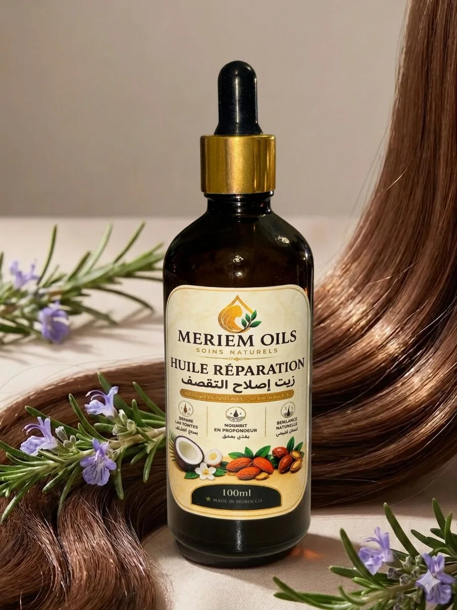 Meriem Huile Réparation – زيت طبيعي لإصلاح الشعر الجاف والمتقصف