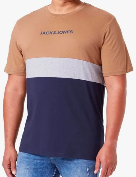 تي شيرت جاك آند جونز الرجالي JJEREID BLOCKING TEE SS NOOS