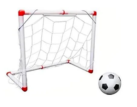 مجموعة واحدة من هدية عيد ميلاد الطفل البلاستيكية القابلة للطي لكرة القدم الصغيرة وكرة القدم وشبكة المرمى/مضخة للأطفال ألعاب رياضية داخلية وخارجية