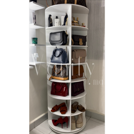 Étagère pivotante à 360° en bois pour rangement et organisation