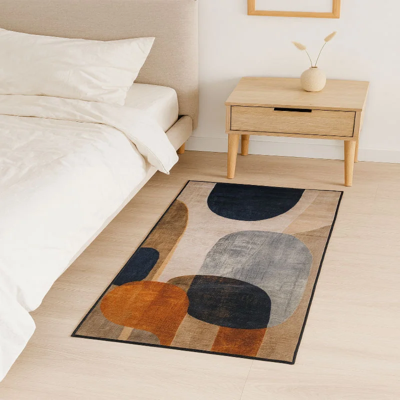 Tapis Douceur – Orange, Gris & Beige | 60 × 120 cm