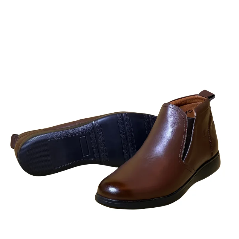 Bottines Homme Cuir Véritable Montantes Bout Carré – Élégantes, Confortables Et Doubles Élastiques