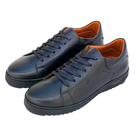 REF-080 Baskets Basses De Lux En Cuir – Noir/Marron