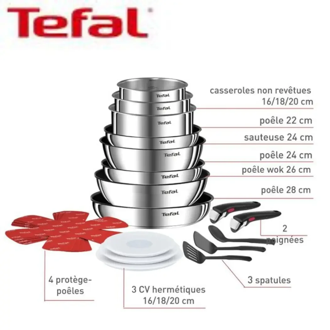 Batterie de cuisine TEFAL Ingenio 20 pièces