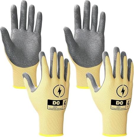 2 pares de guantes aislados de 400 V de alto voltaje para electricista, herramientas de electricista aisladas de goma, guantes de trabajo eléctricos para hombres