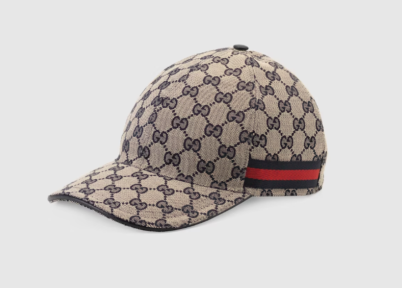 Gucci Casquette de baseball originale en toile GG avec bande Web Beige/bleu