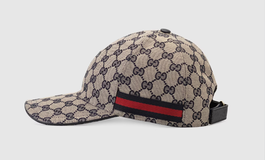 Gucci Casquette de baseball originale en toile GG avec bande Web Beige/bleu