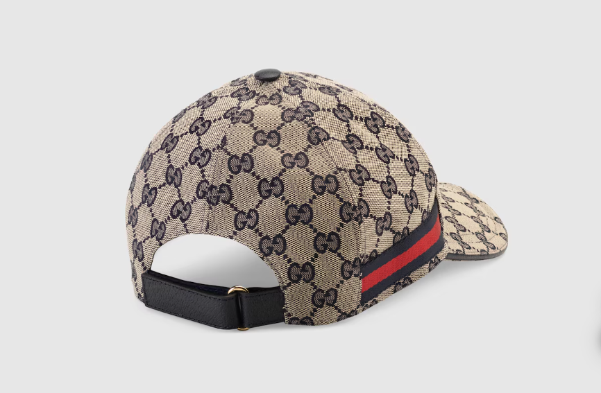 Gucci Casquette de baseball originale en toile GG avec bande Web Beige/bleu