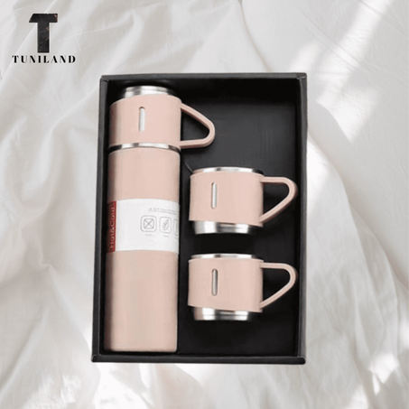 Coffret Cadeau Thermos en Acier Inoxydable + 2 Tasses de Luxe