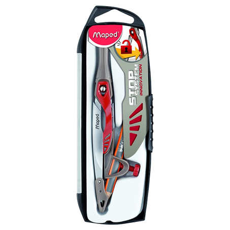 Maped - Compas Maped Stop System Innovation - Compas Bague Universelle + Crayon à Papier - Système de Verrouillage Breveté des Branches - Tracés Parfaits -Compas Scolaire Dès 10 Ans