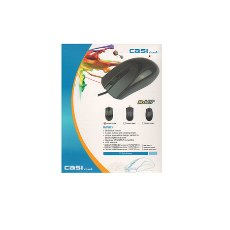 Souris USB, Optic ,800 DPI, Noir (CASIMT-113BK)