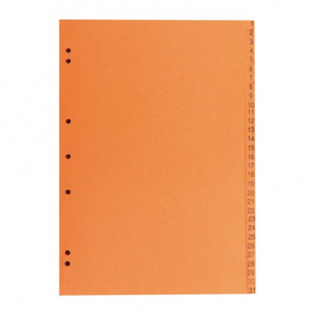 JEUX DE 31 INTERCALAIRES 21X31 EN CARTE DOSSIER 240 G AVEC IMPRESSION NUMER KRAFT