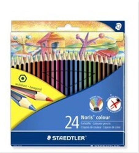 Staedtler Crayons de Couleur en Bois Qualité Supérieure, Prise en Main Douce et Très Confortable, Étui Carton avec 24 Crayons Assortis, 185 C24 Noris Colour