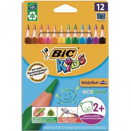 Pack de 12 Crayons Triangulaires de Couleur Bic ® Kids Ecolutions Evolution