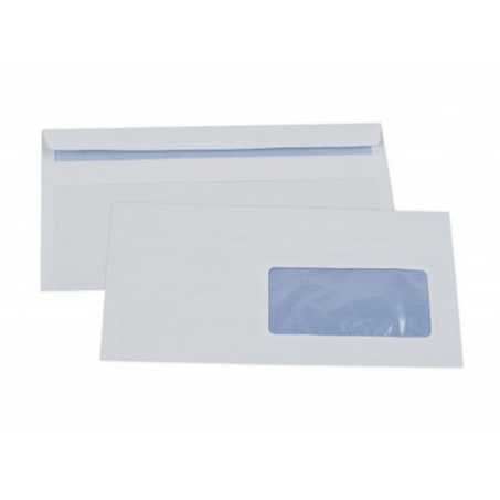 Enveloppe blanche DL 110x220 80g fenêtre 35 autoadhesive - Boite de 500
