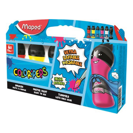 Kit de bouteilles de peinture gouache Maped Color'Peps 6 x 75 ml