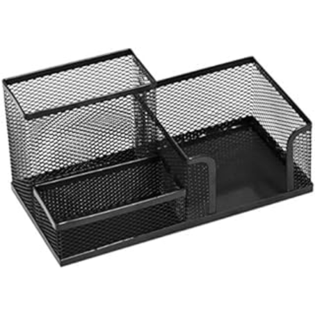 Porte-stylo métallique noir avec 3 compartiments