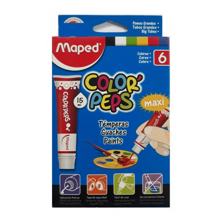 Gouaches 15ml en 6 tubes assorties – Maped