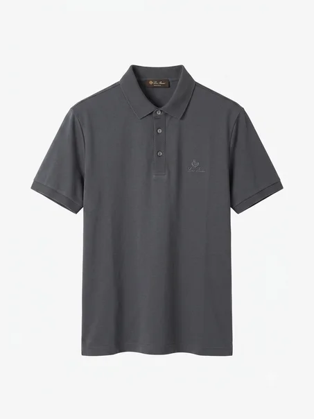 Polo en Coton Piqué – Gris Anthracite