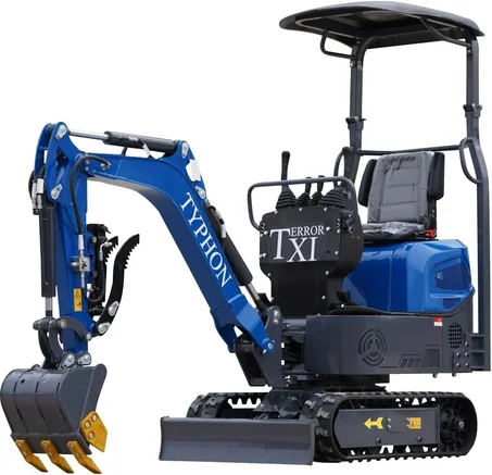Terror XI Storm Mini Excavator – 1.1 Ton Trench Digger with Boom Swing, Hydraulic Thumb Clip, Bucket, Hydraulic Oil Cooler