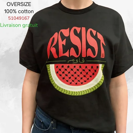t-shirts palestine black cotton 100%