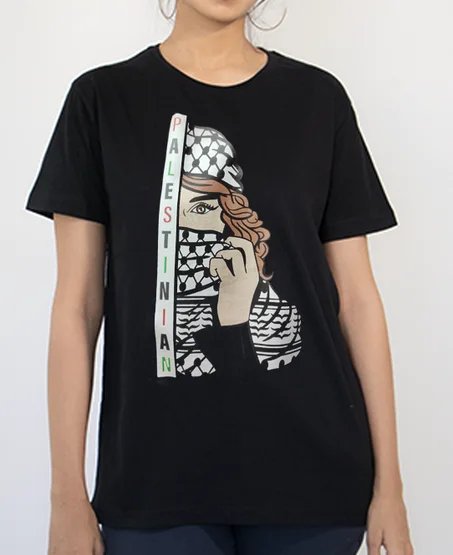 Heritage Pride: Palestinian Girl with Shemagh uni-sex cotton t shirt