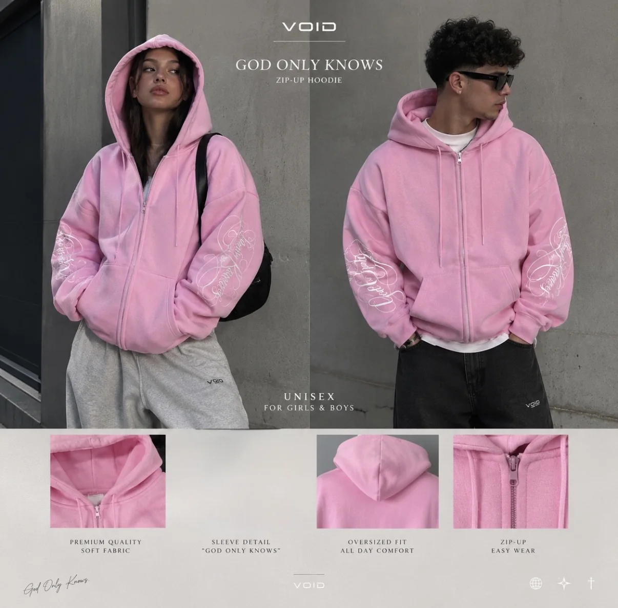 GOD ONLY KNOWS — Zip-Up Hoodie