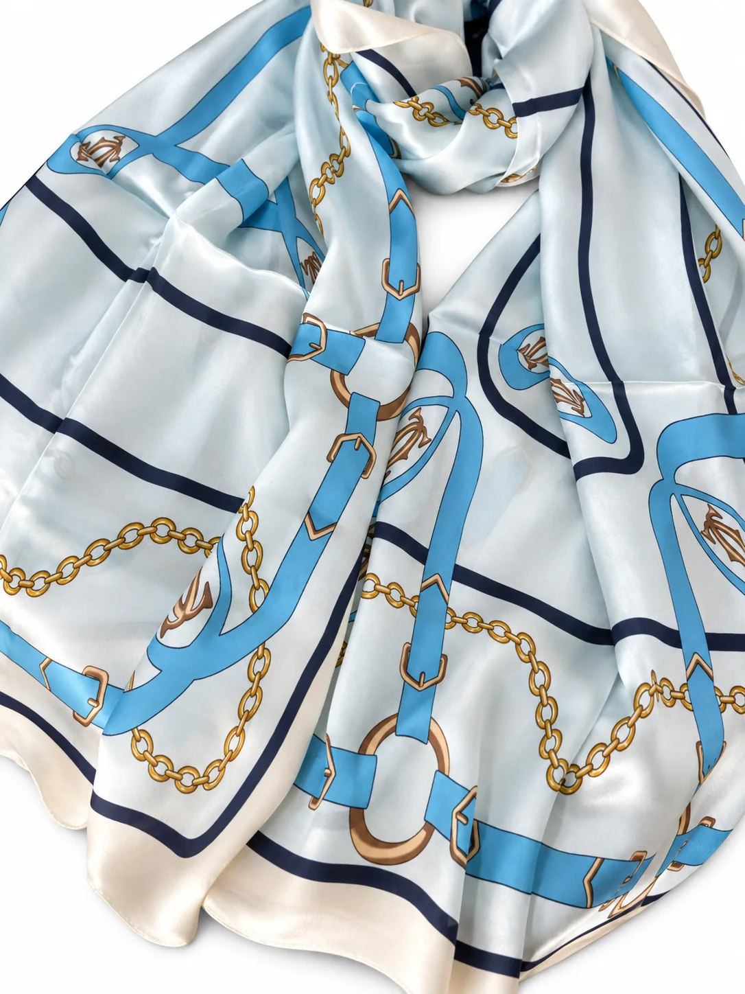 Foulard Douceur Céleste, bleu ciel & doré