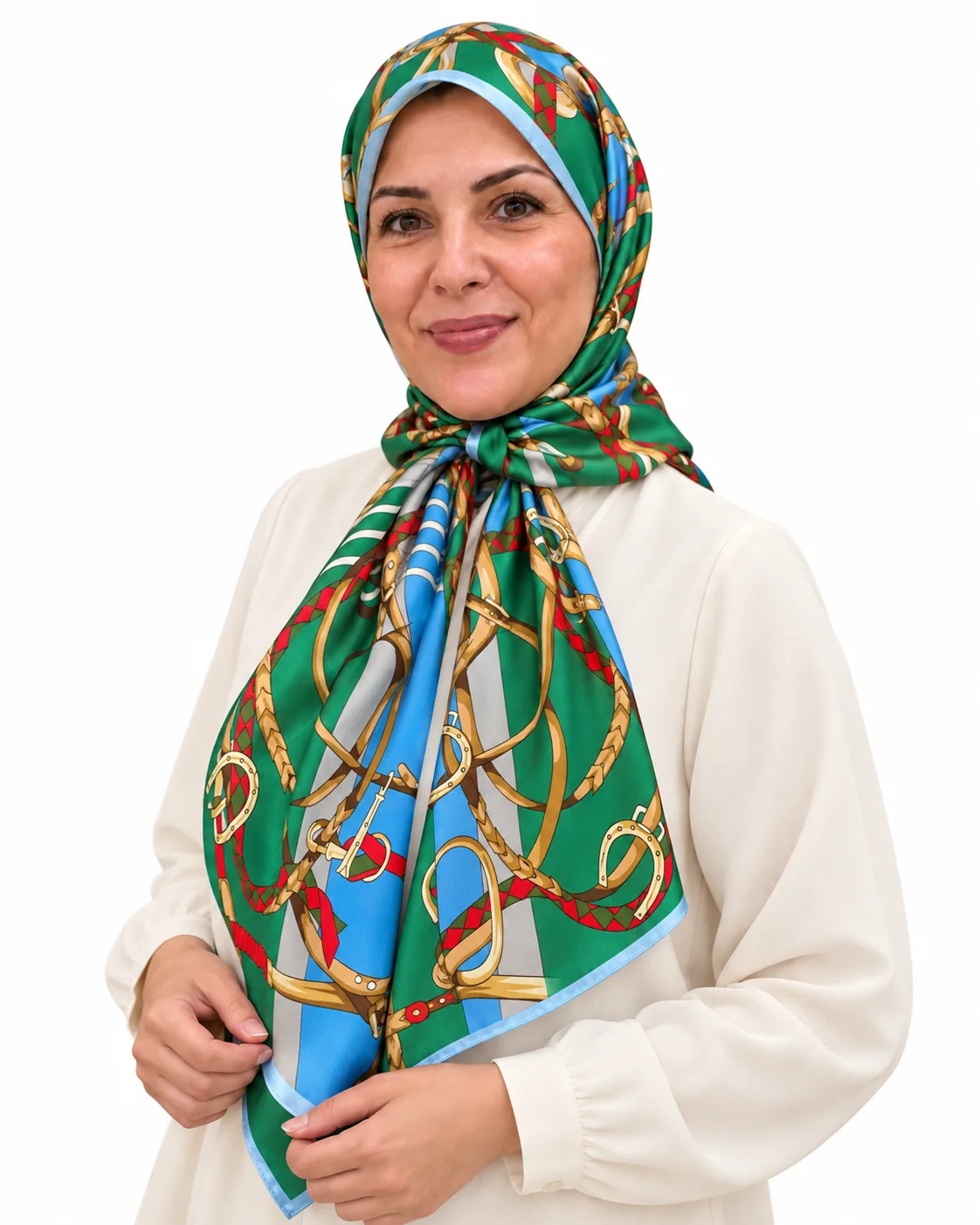 Foulard Éclat Émeraude, bleu & doré