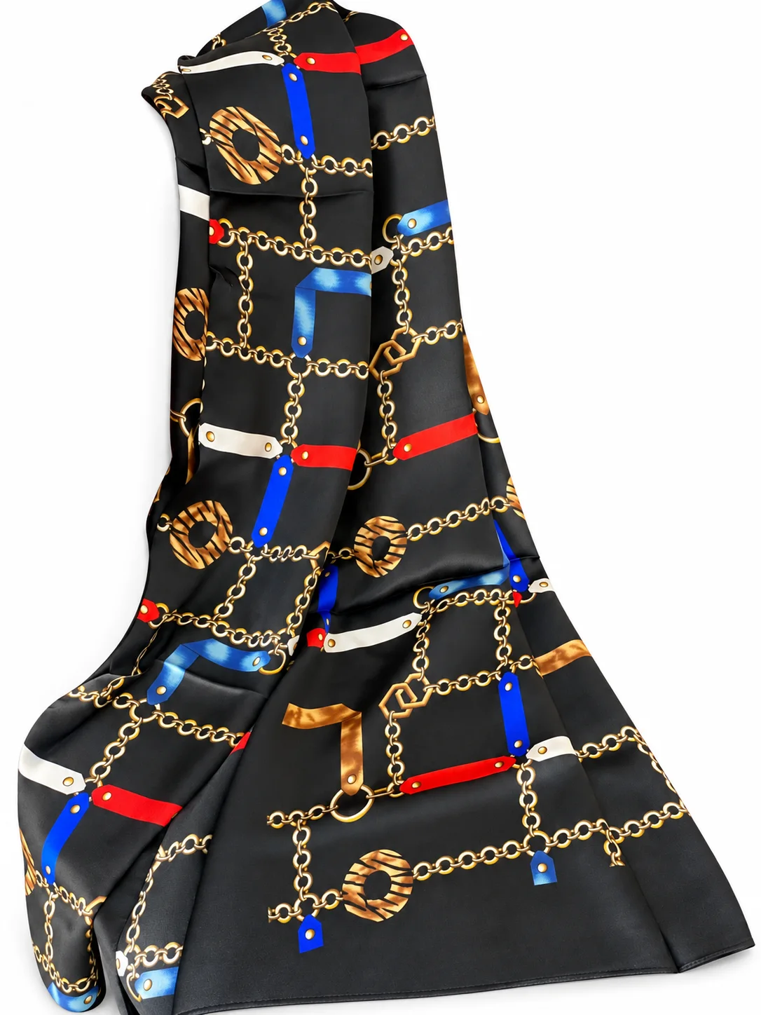 Foulard Éclat Noir, chaînes dorées