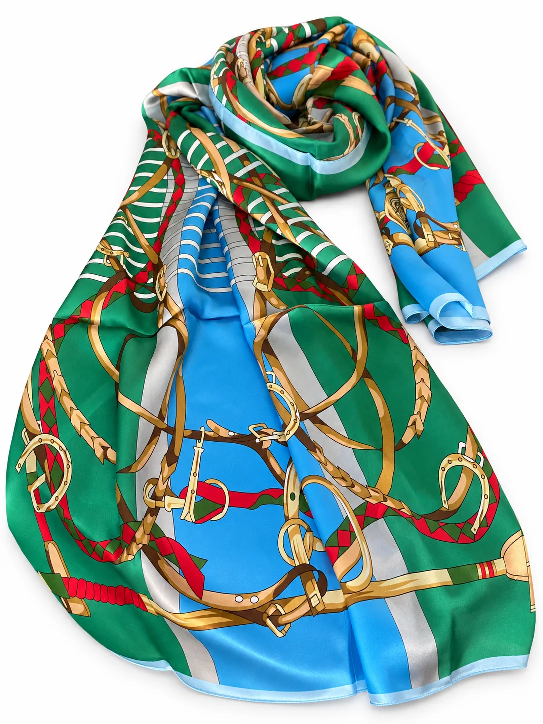 Foulard Éclat Émeraude, bleu & doré