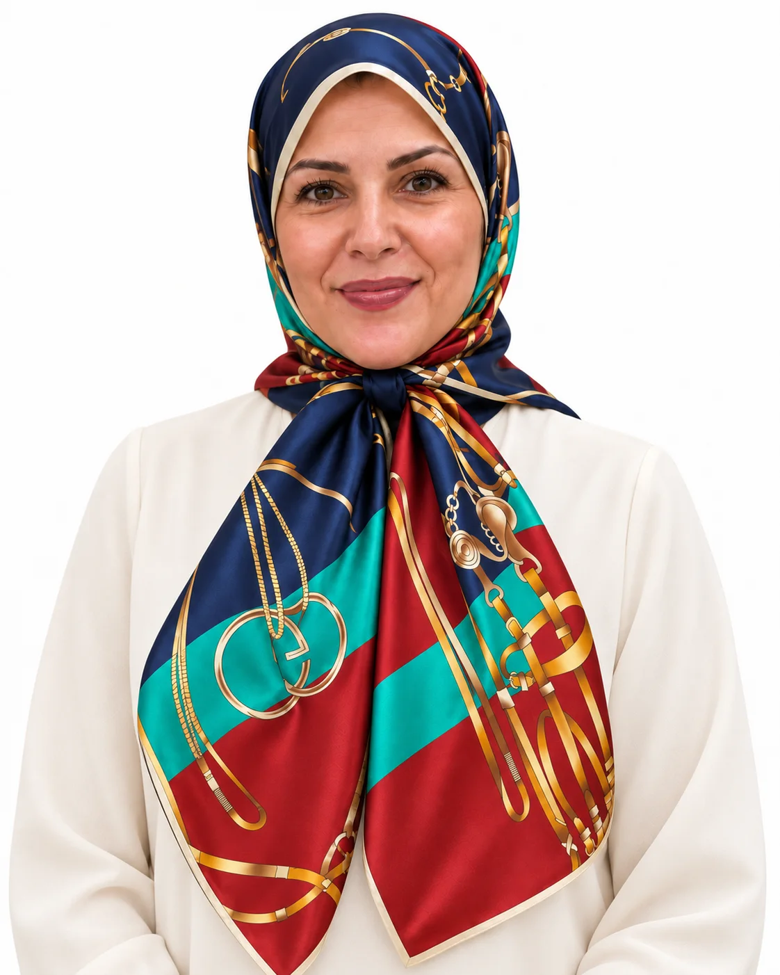 Foulard Harmonie Royale, marine & rouge