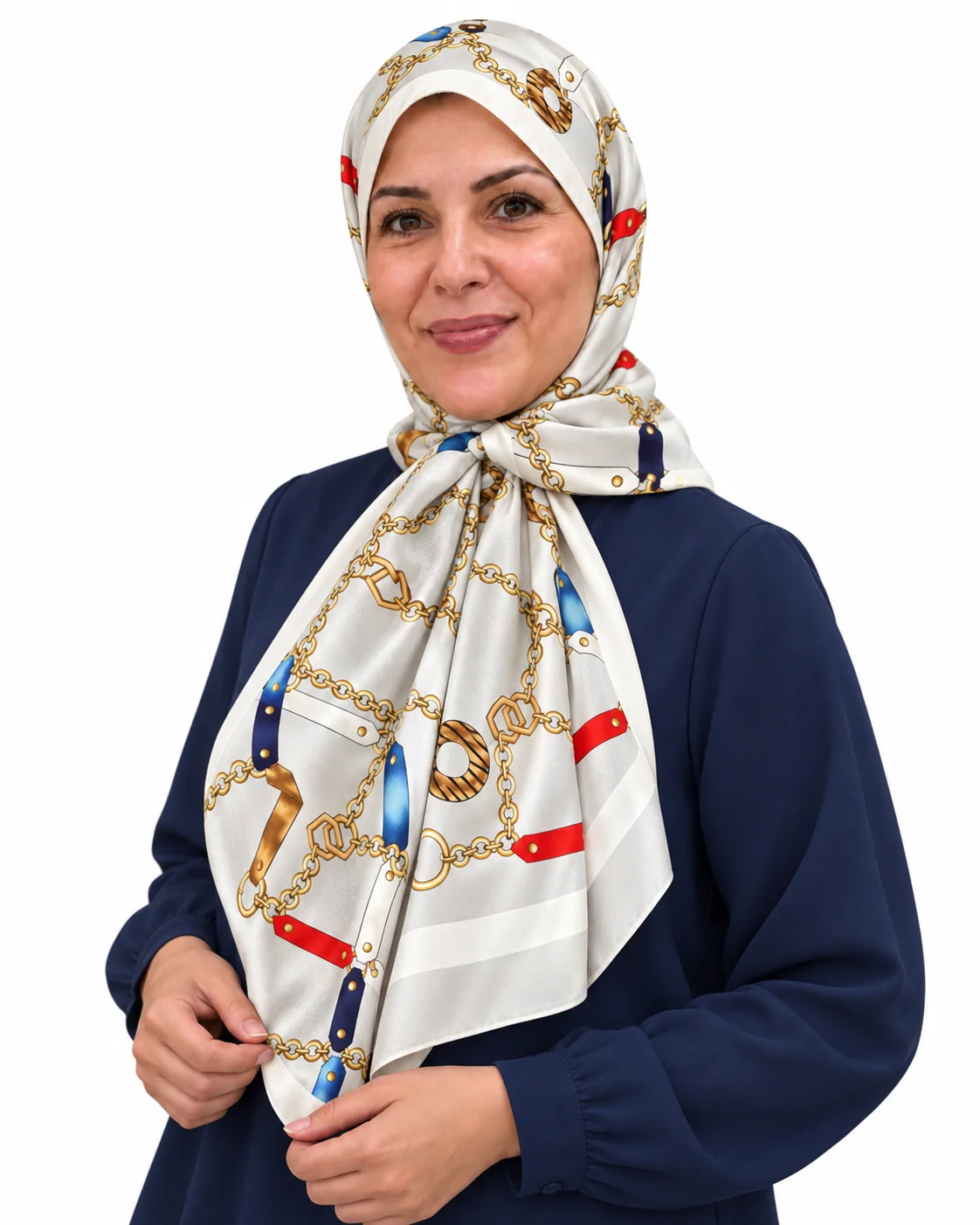 Foulard Éclat Nacré, chaînes dorées