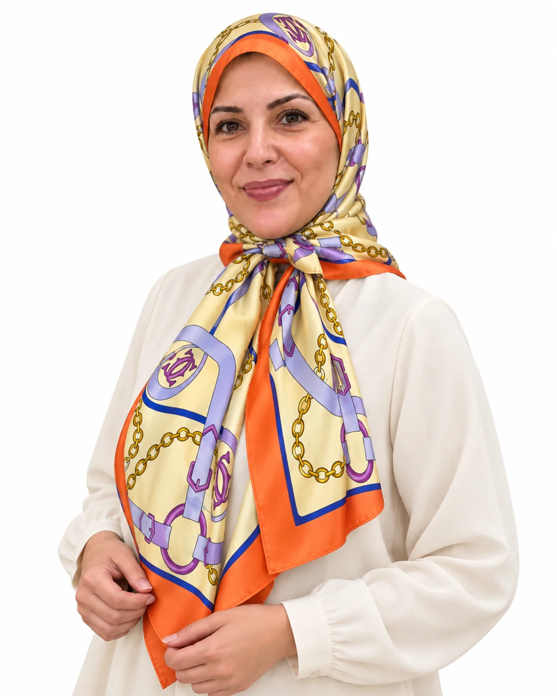 Foulard Lumière Abricot, lilas & doré