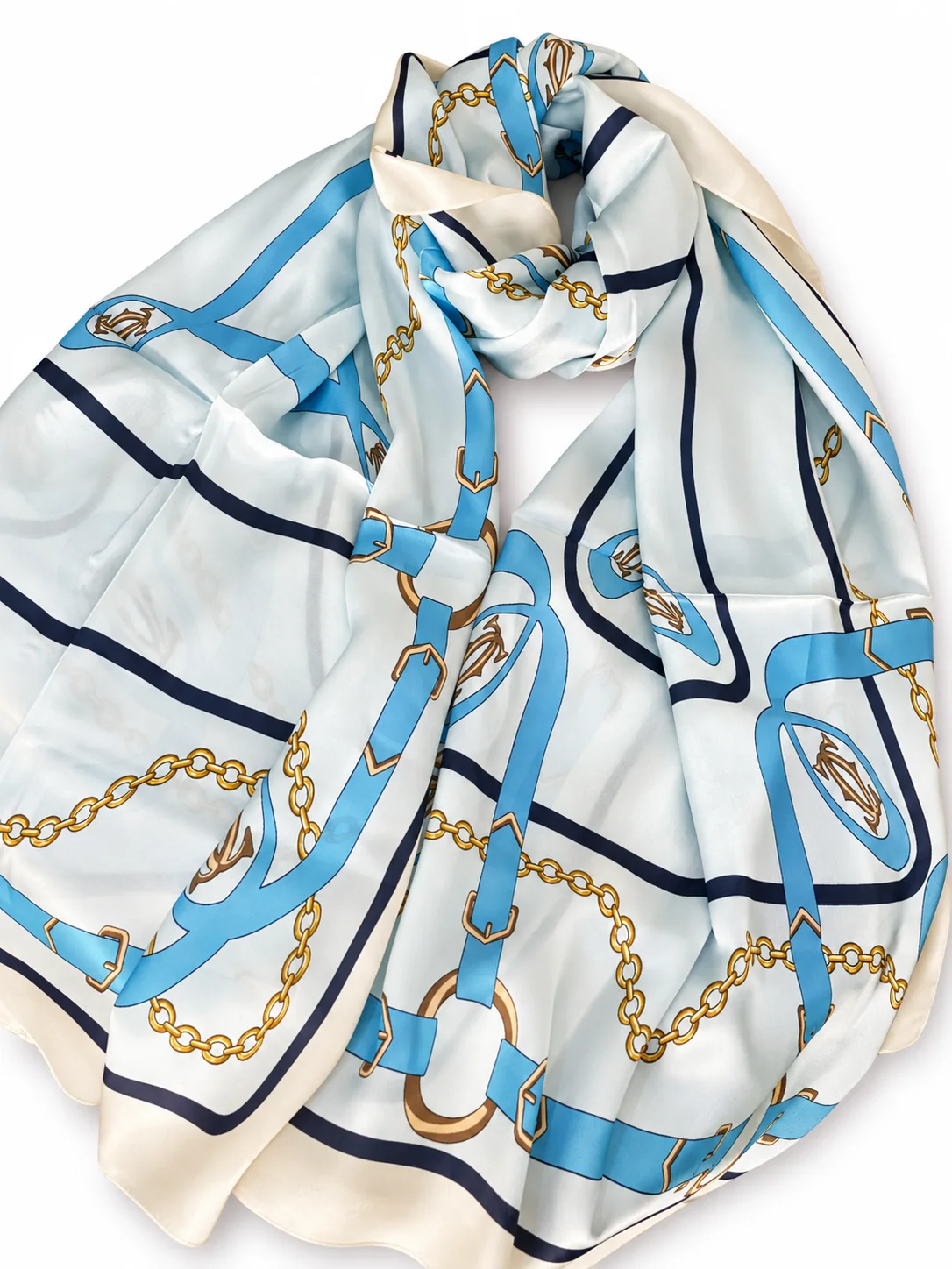 Foulard Douceur Céleste, bleu ciel & doré