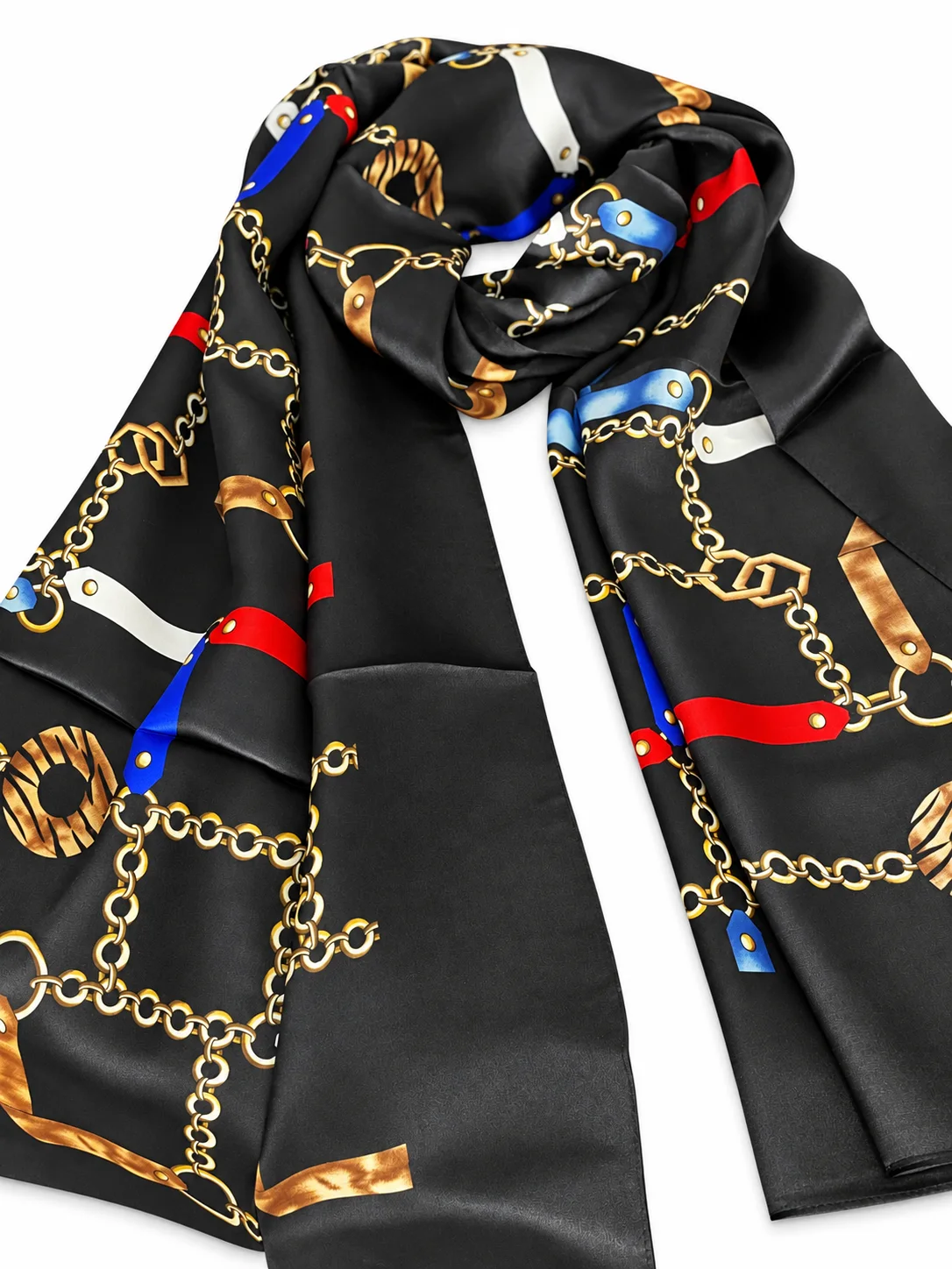 Foulard Éclat Noir, chaînes dorées