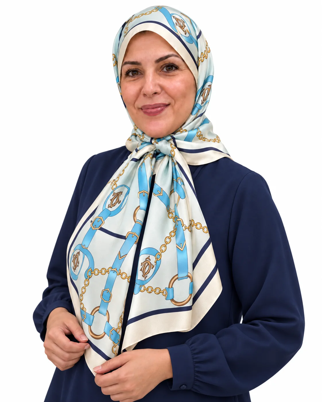 Foulard Douceur Céleste, bleu ciel & doré