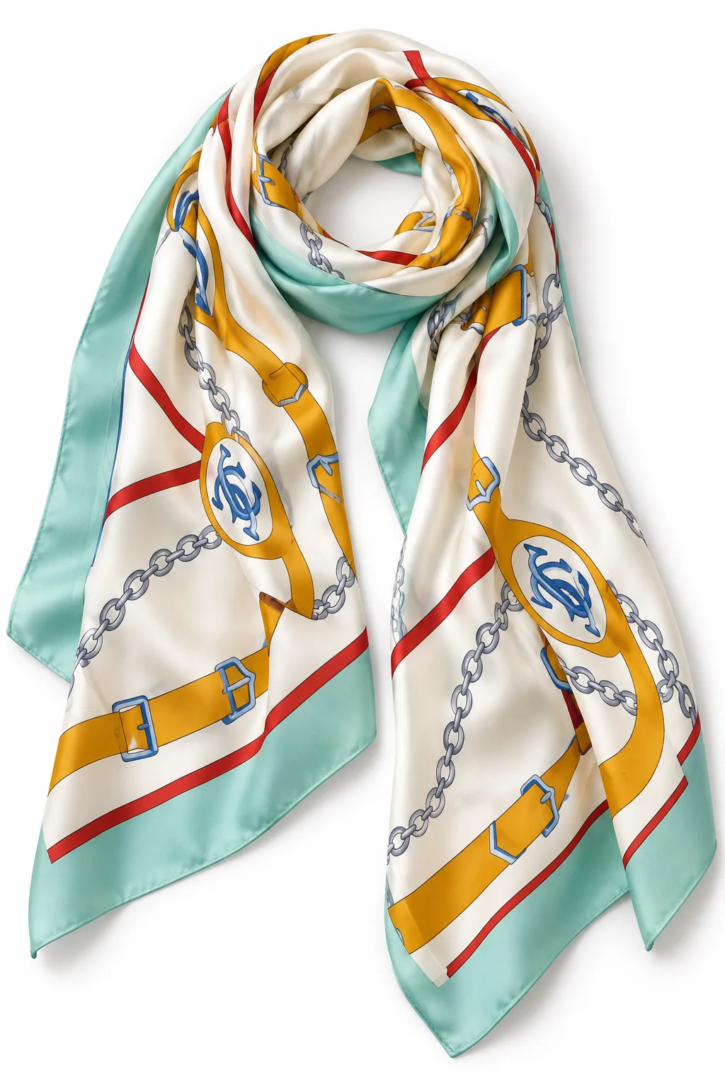 Foulard Éclat Menthe, ivoire & vert d’eau