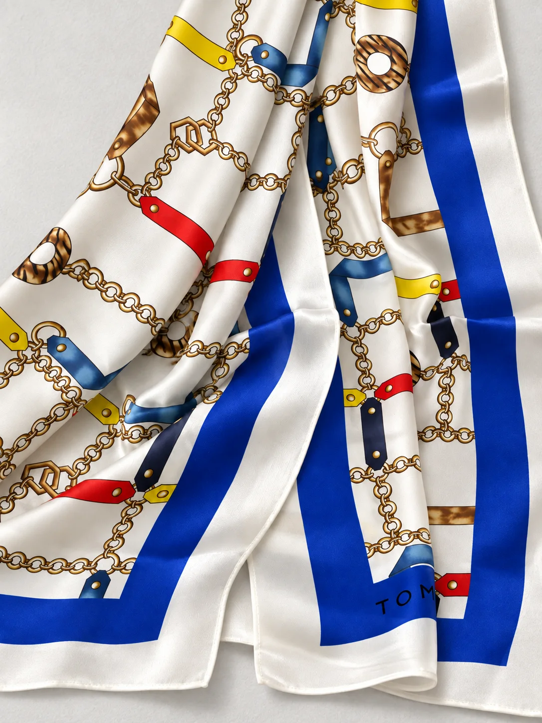 Foulard Éclat Royal, ivoire & bleu