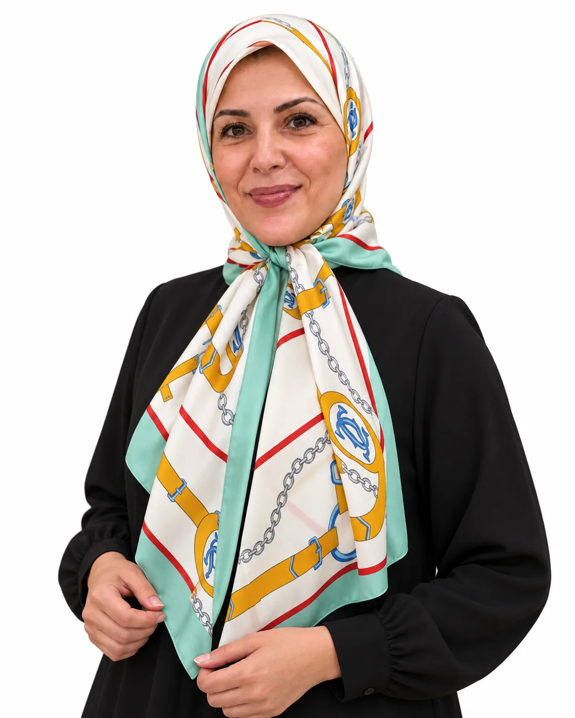 Foulard Éclat Menthe, ivoire & vert d’eau